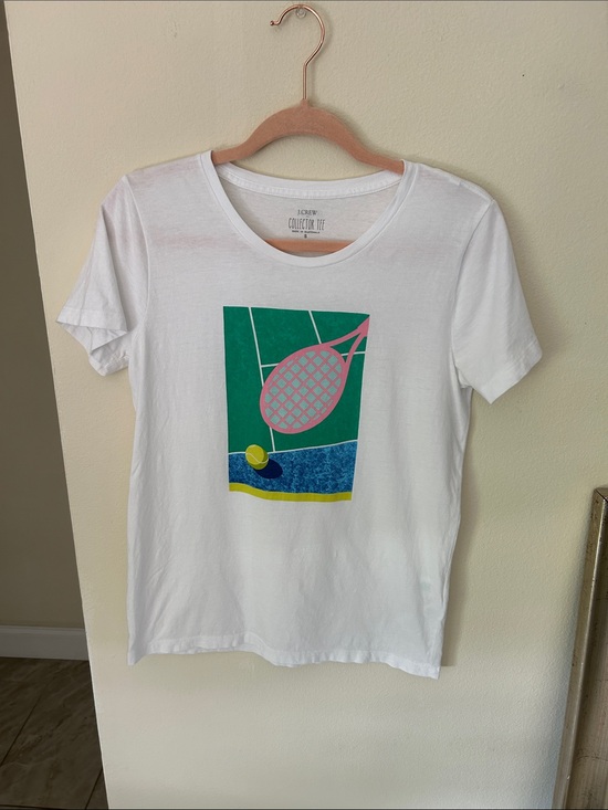 J. Crew Tops - J.Crew collectors, white tee, tennis, graphic racquetball women’s small